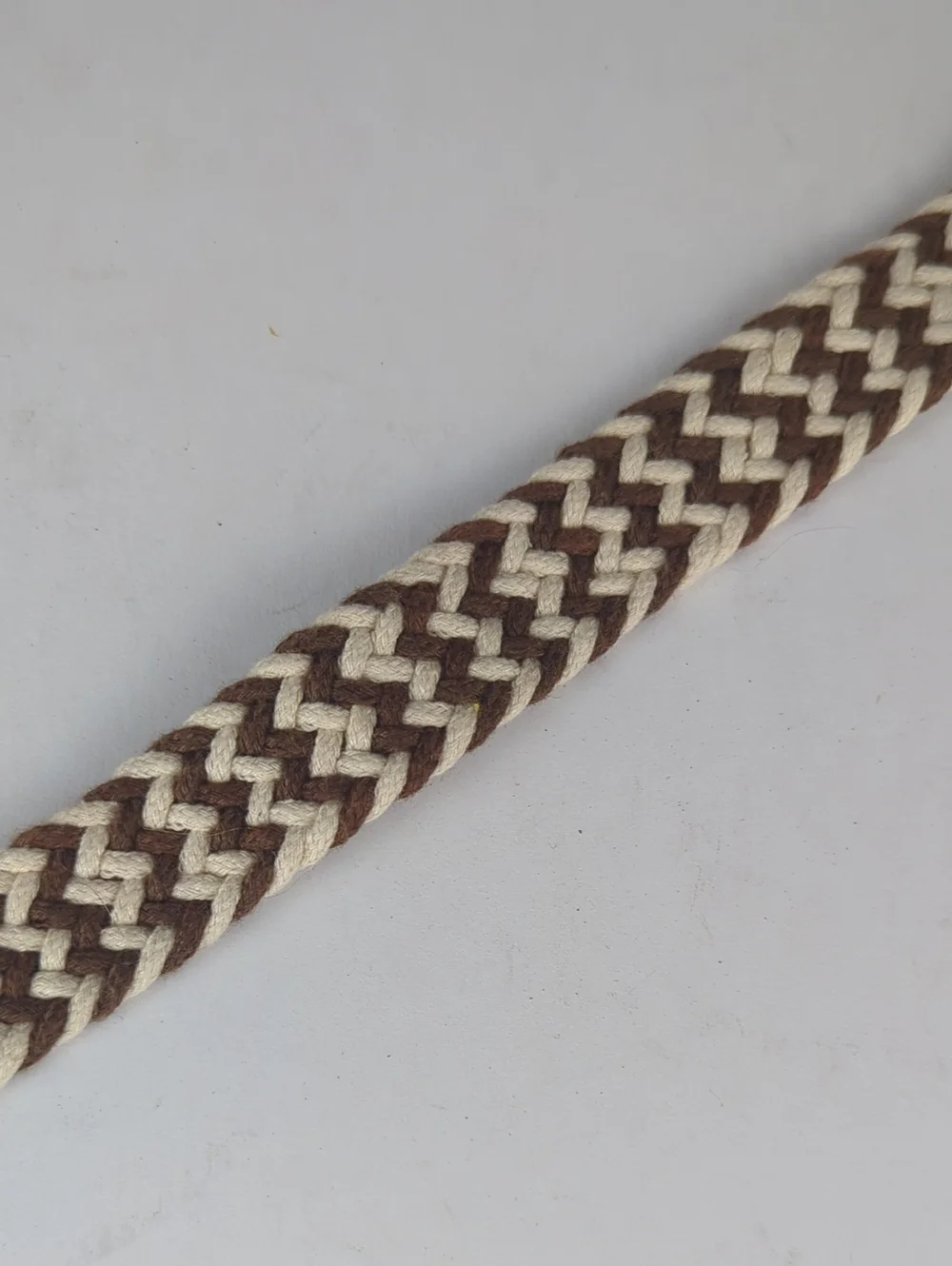 Men's Woven Braided Belt Brown White Chevron